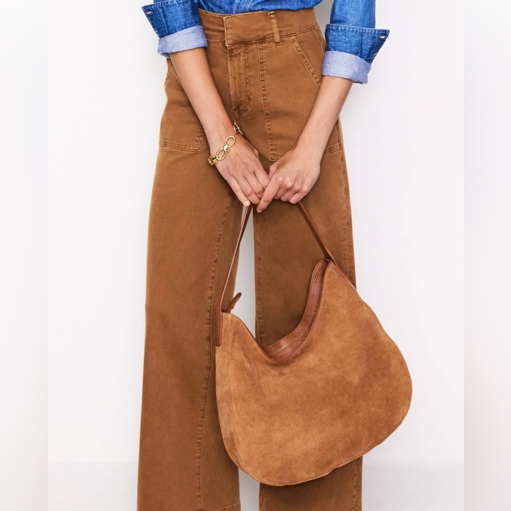 Boden High-Waisted Wide Leg Pants | Camel | 98% Cotton Size 10 US